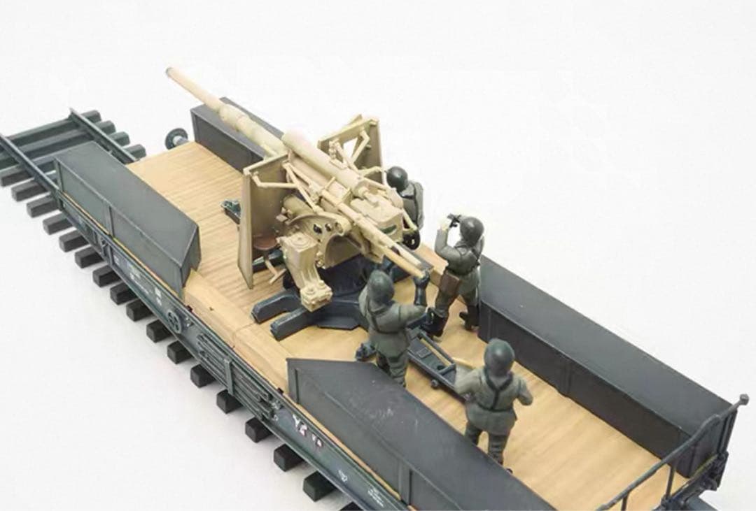 WWⅡ ドイツ軍 防空・防衛88mm対空対戦車砲搭載平貨車 1/72 完成品模型
