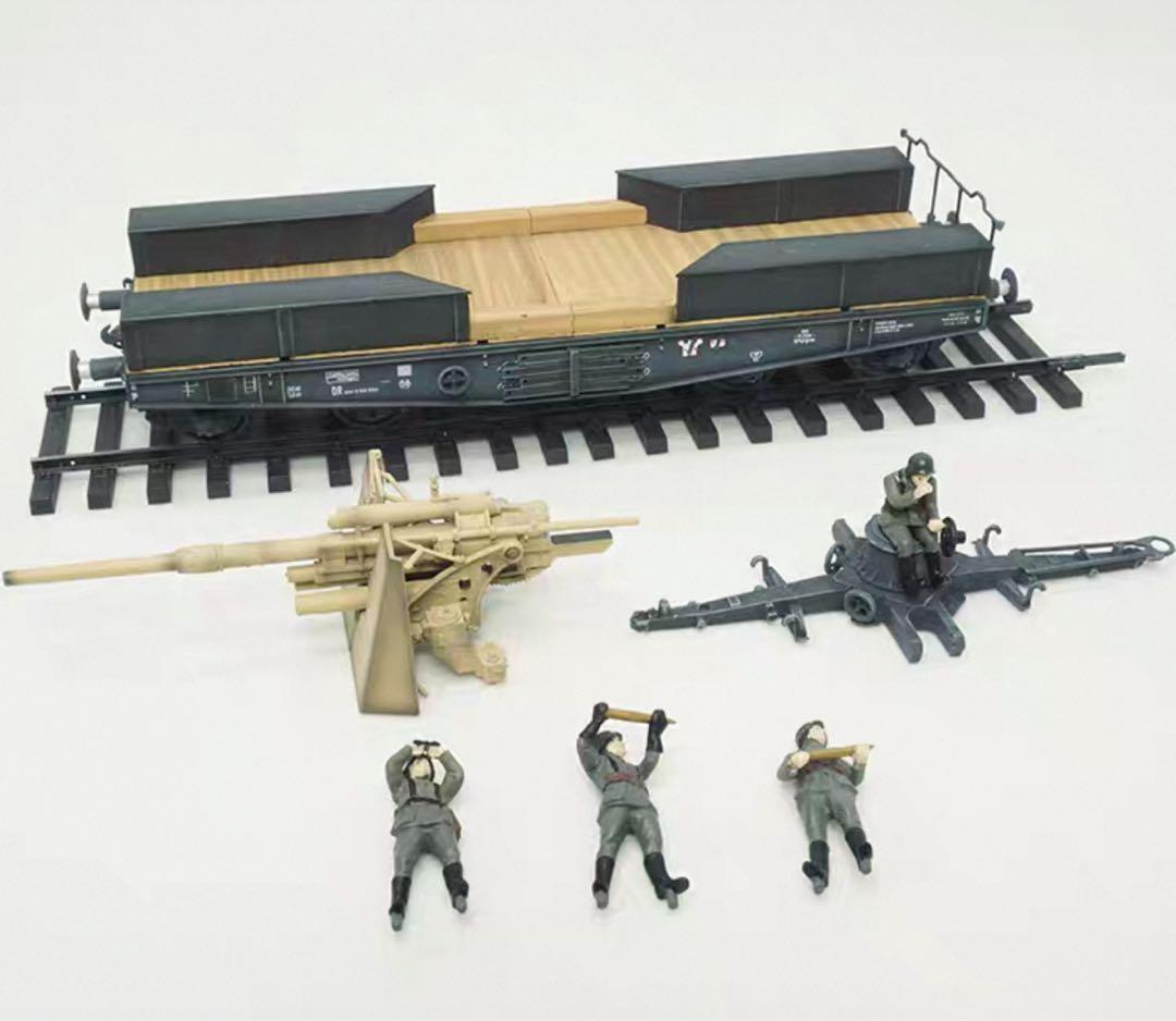 WWⅡ ドイツ軍 防空・防衛88mm対空対戦車砲搭載平貨車 1/72 完成品模型