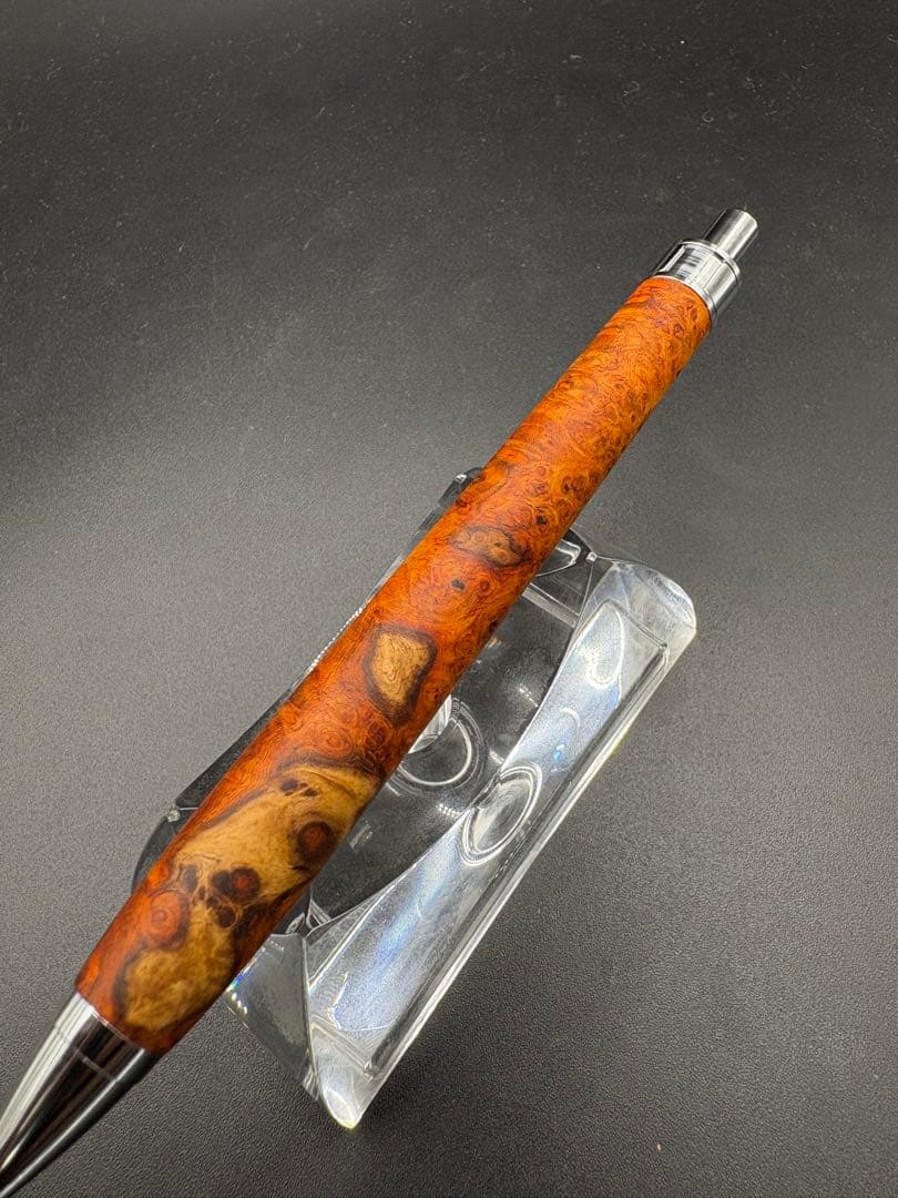 528特上　本花梨　紅白　瘤杢　木軸シャーペン　ボールペン