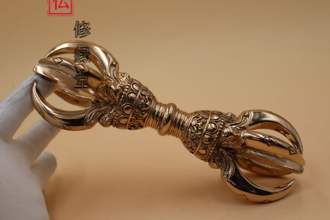 【修縁堂】五鈷杵 22cm 銅製 法器 真言宗 置物 開運