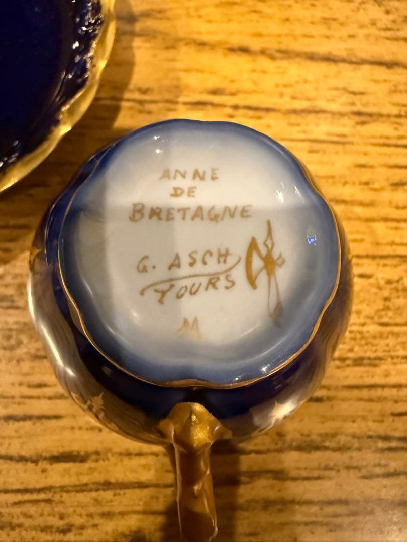 リモージュ　デミタスカップ＆ソーサー　コバルトブルー