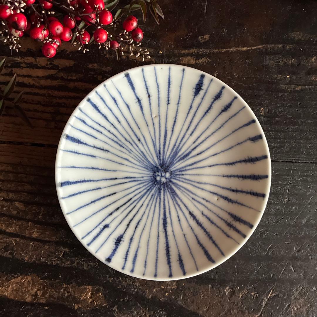 骨董　古伊万里　九谷　染付　松笠　麦藁手　角福　平皿　膾皿　５客限り