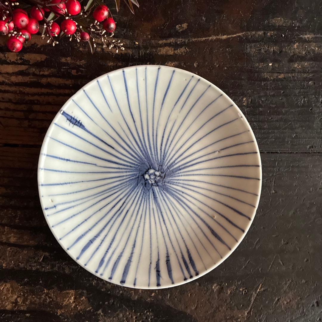 骨董　古伊万里　九谷　染付　松笠　麦藁手　角福　平皿　膾皿　５客限り