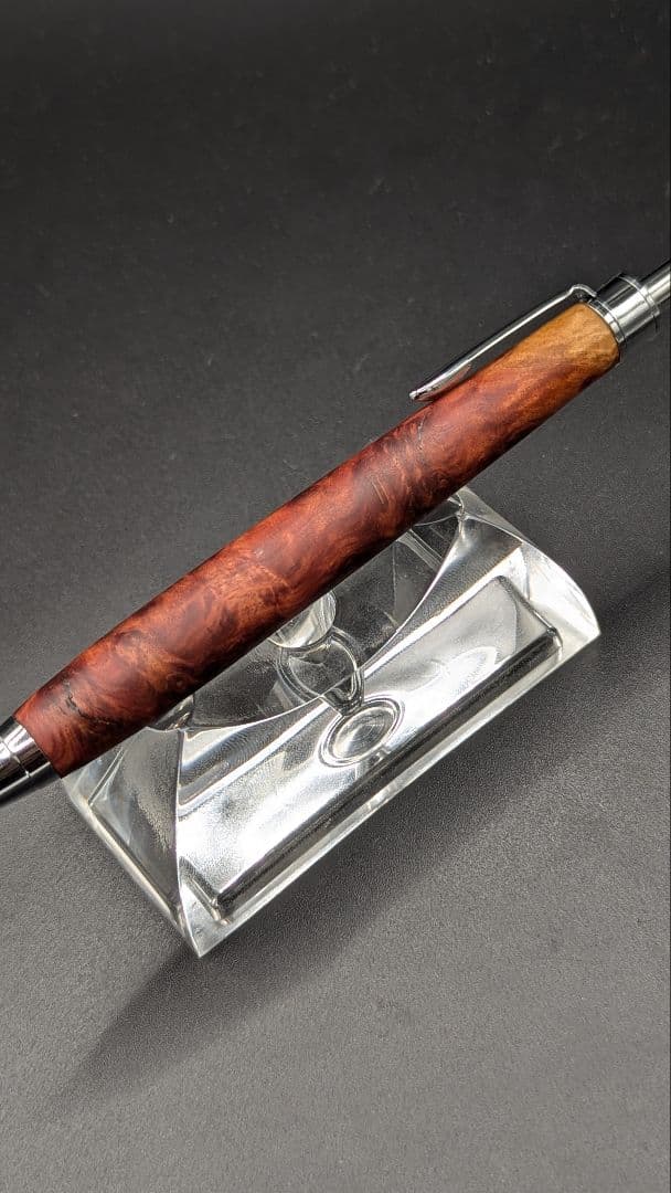 469ペン工房翌檜　レッドマリー　瘤杢　木軸シャーペン　ボールペン