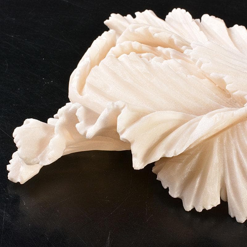 中国　玉石白玉彫刻　白菜　置物　飾台付　C　6846