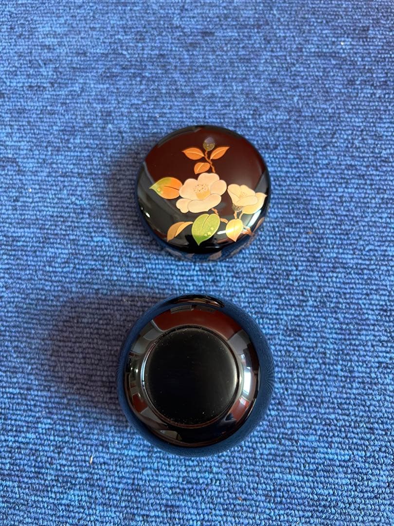 992 茶道具　加賀蒔絵師　田中宗凌　椿　蒔絵　中棗　金彩　未使用