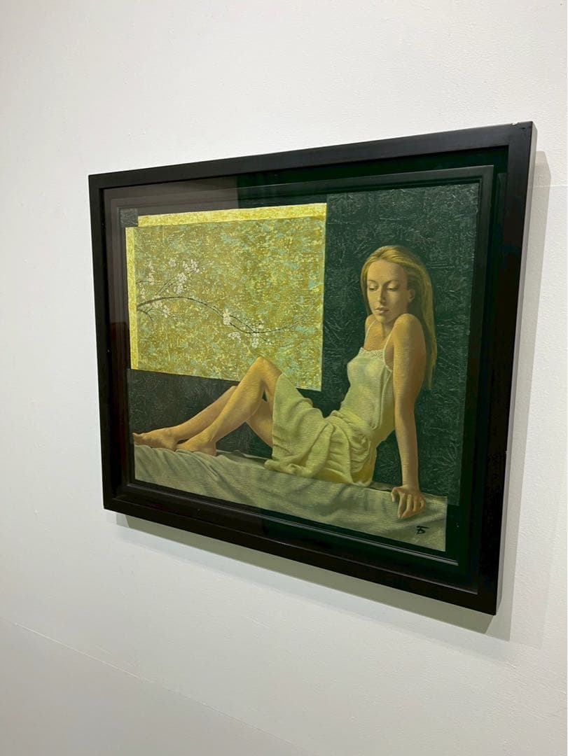 イリナ・バタコア「梅の花」油彩画 額装