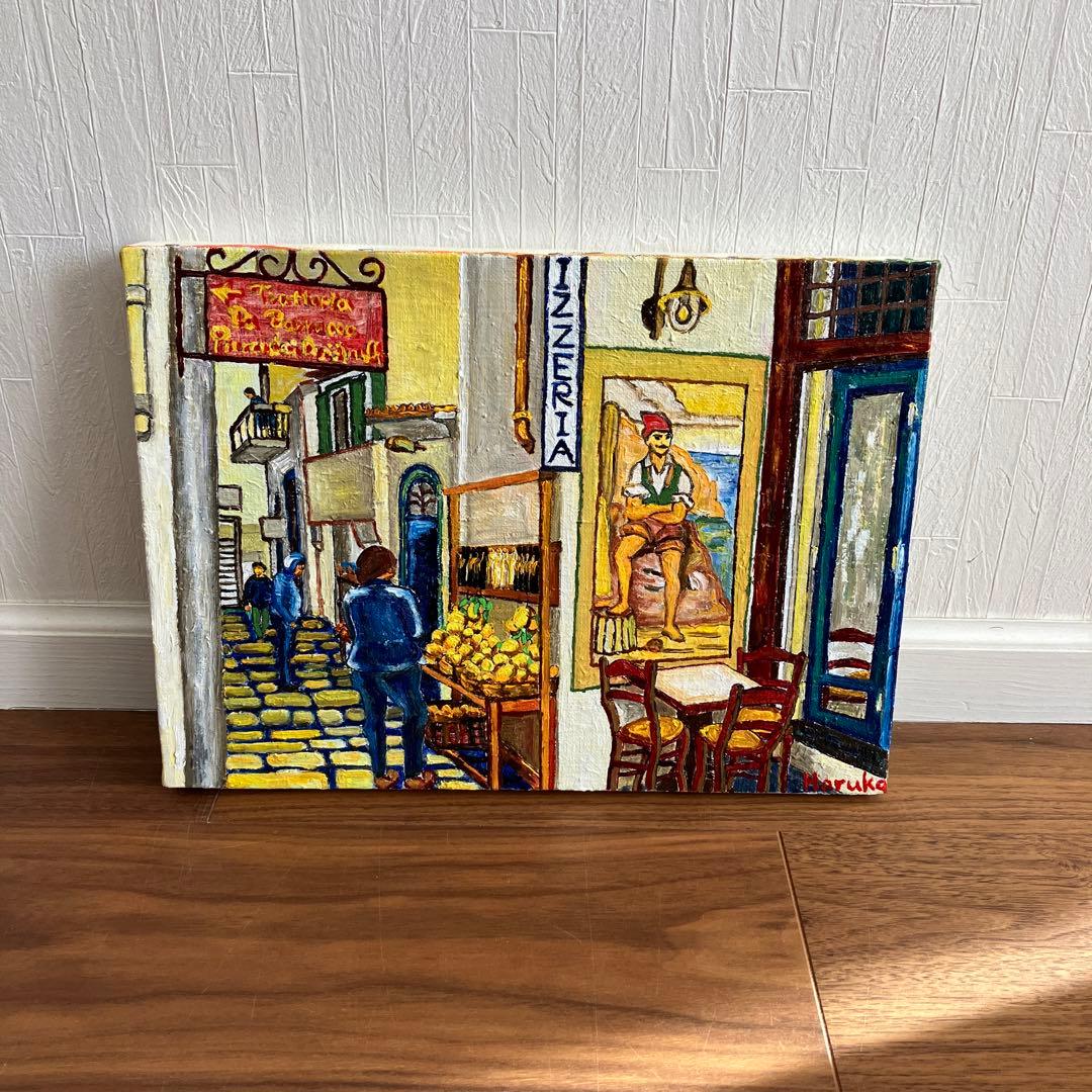 絵画　油絵　キャンバス　風景画　マーケット　F4