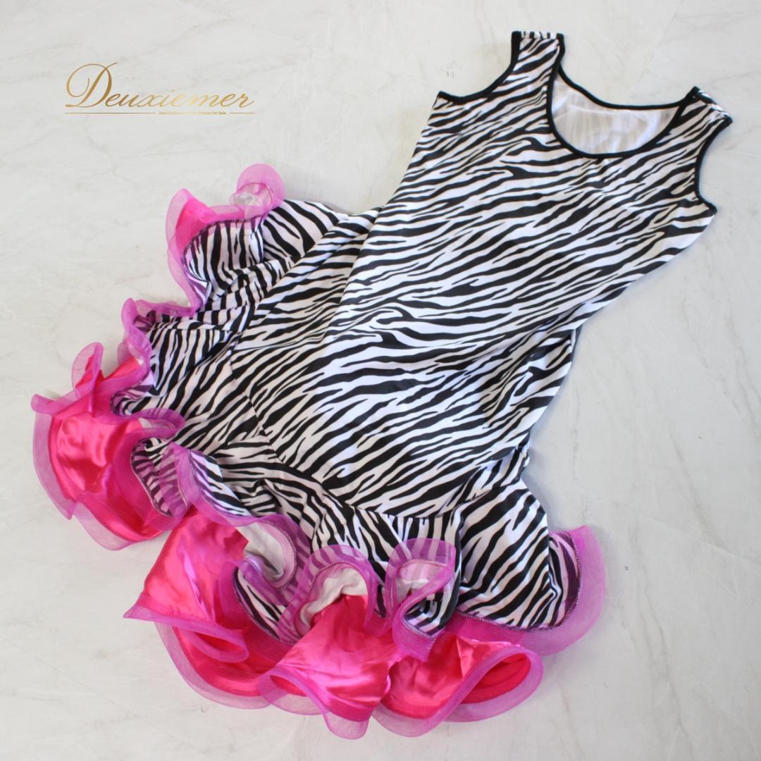 【社交ダンス衣装】ワンピース ドレス ラテン 黒 白 マゼンダピンク ブラック