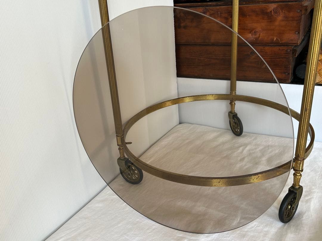 ヴィンテージ　ガラスサイドテーブル　レトロモダンクラシック　ワゴン　アンティーク