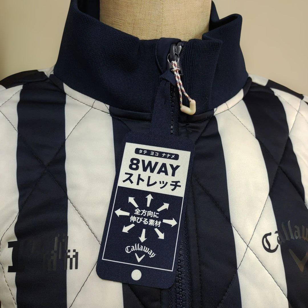 キャロウェイゴルフ　中綿ダウン　ベスト　ストライプ　白　紺　新品