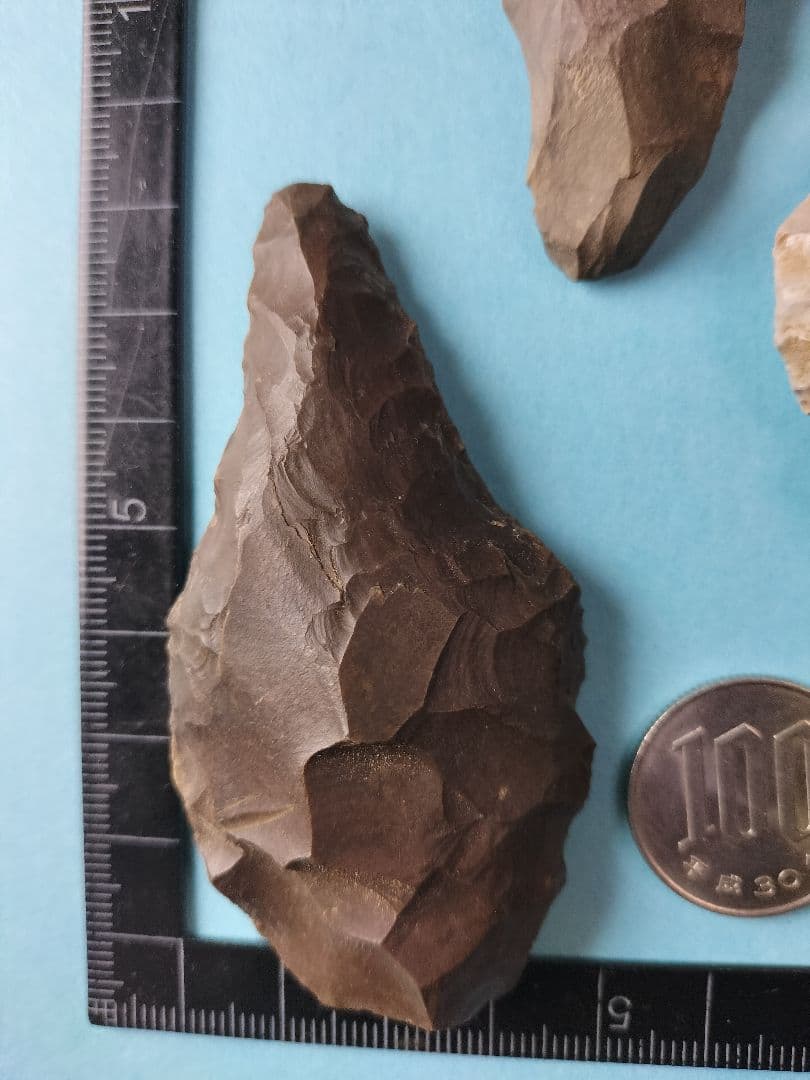 石器セット (出土品) 異型型石器？石銛、石槍、石匙  硬質頁岩含む 3点です。