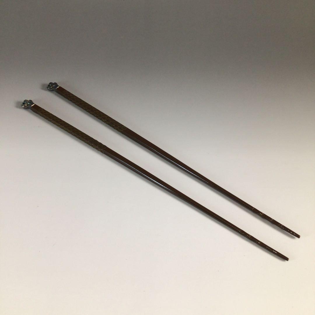 Ｐ７１５　飾火箸　『金工師　木村清五郎造』『鳥頭』『七宝象嵌』　共箱　茶道具