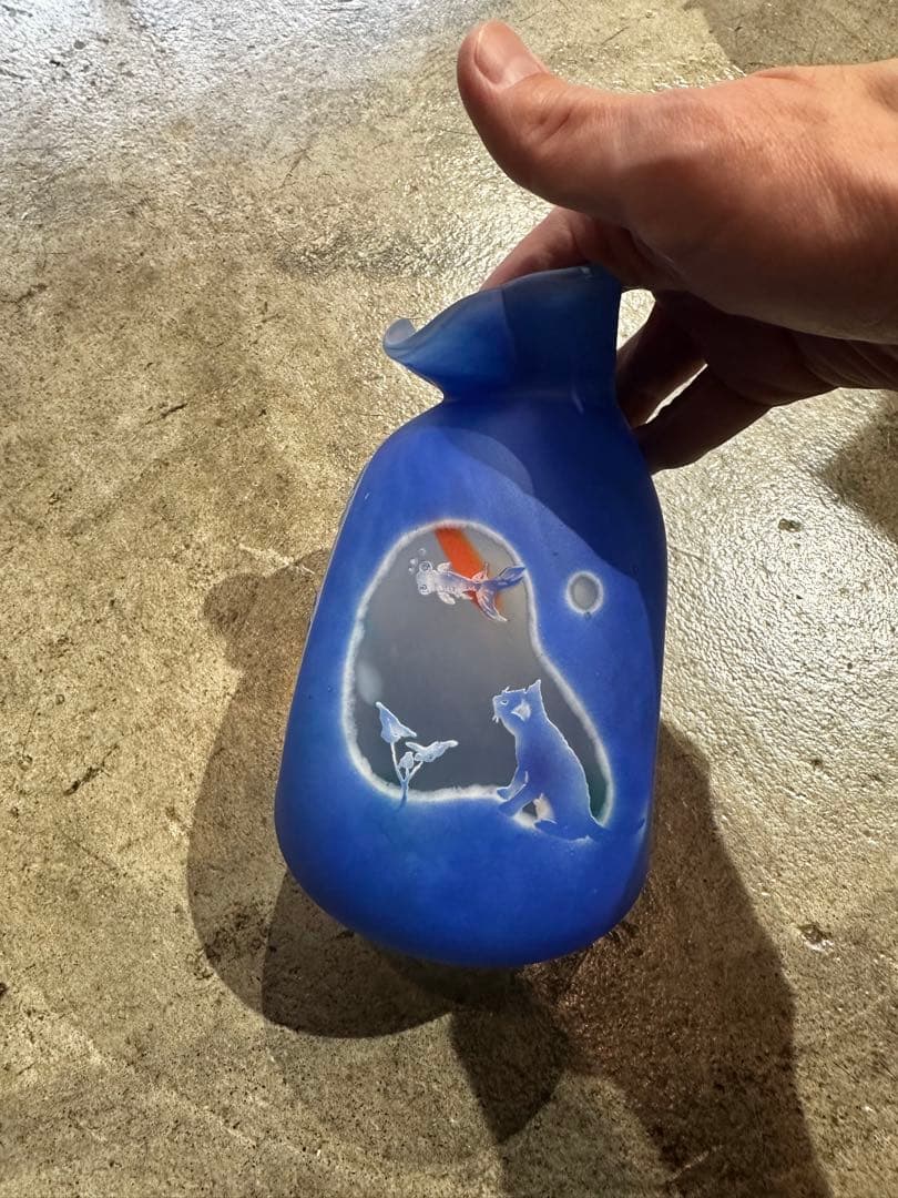 工芸品ガラスランプ製金魚オブジェ高城健治、高城美和子こもれびガラス工房