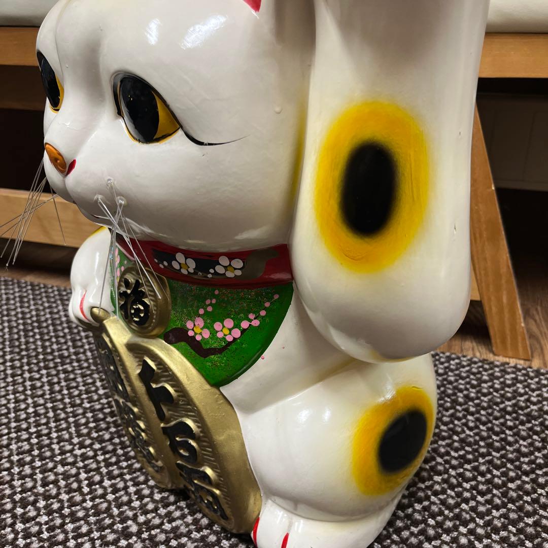 陶器製 縁起担ぎに❣️招き猫 幸運を呼ぶ置物　常滑焼　BIGサイズ　左手上げ
