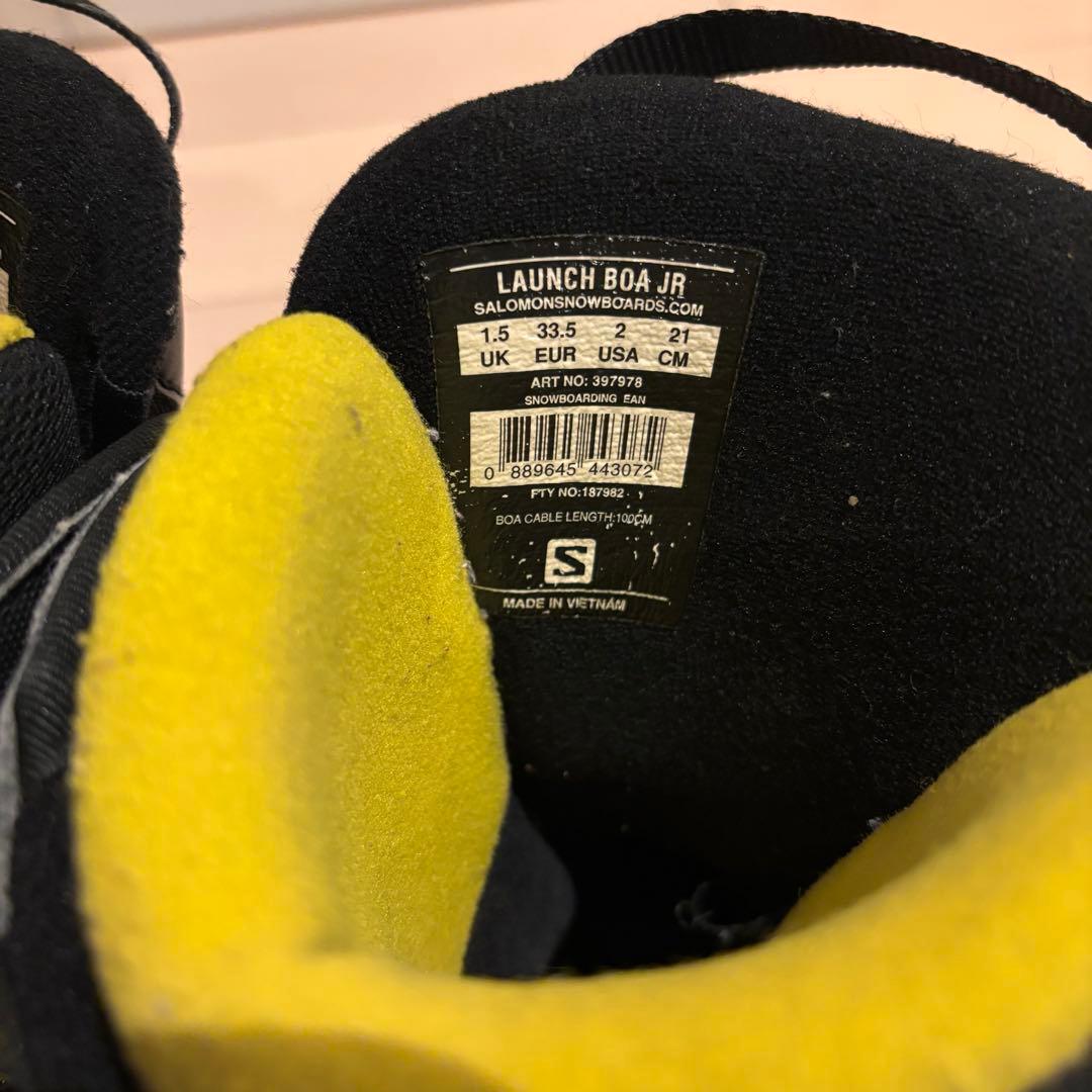 子ども用スノーボードブーツ 黒/黄色 ボアシステム