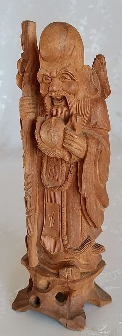 寿老人立像 七福神 #568 ◆白檀 木彫 仏像