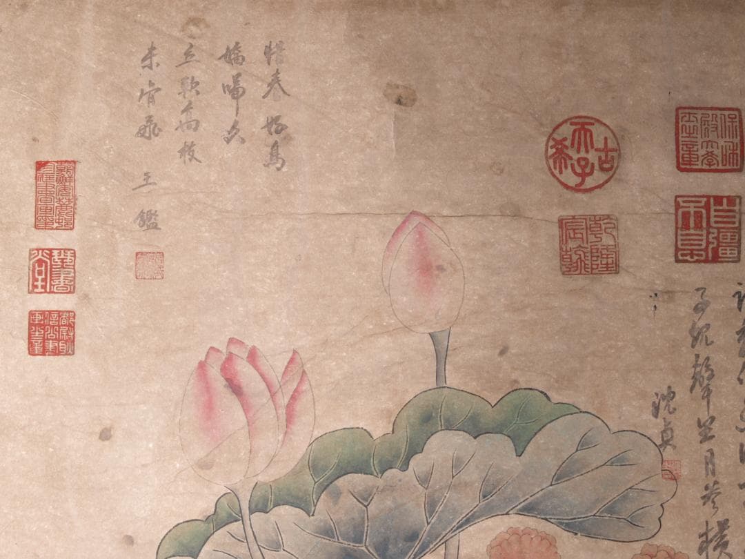 古民家整理品　中国五代作家　巨然作　掛け軸　肉筆水彩絵　 AK538A14-3