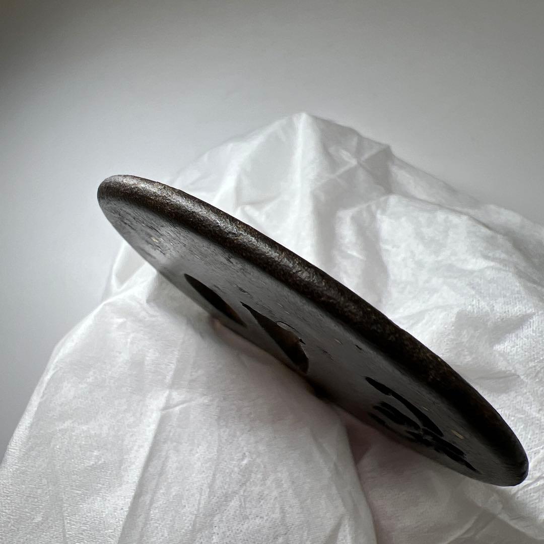 江戸時代　金象嵌　桜紋つば　99g 7㎝　東K8-0205☆2F