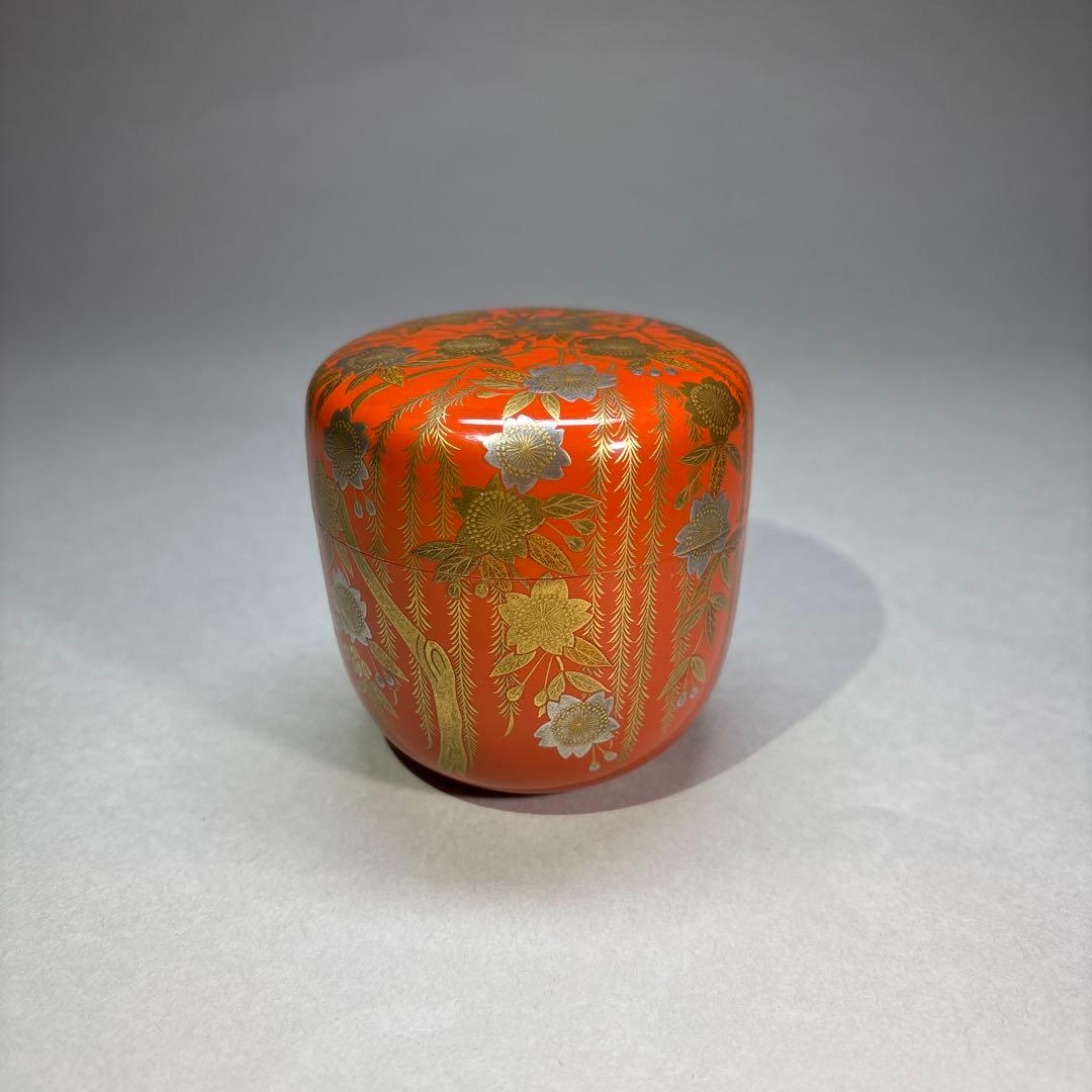 今田北仙　柳桜蒔絵大棗(桐箱入)