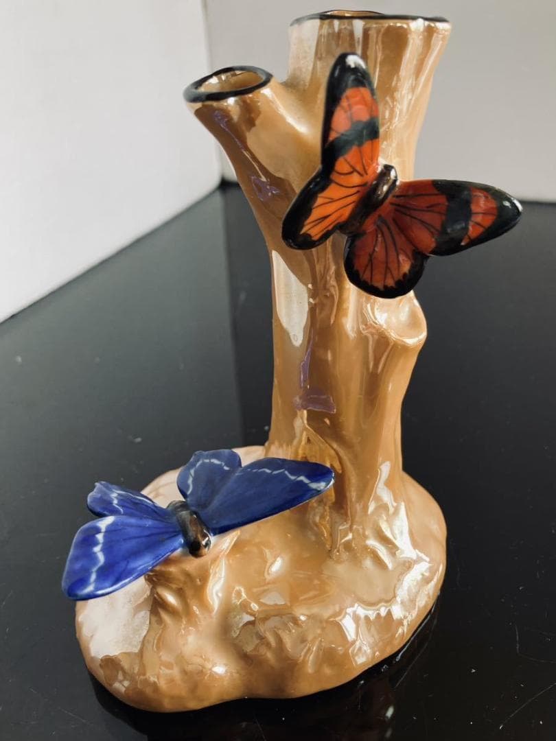 オールドノリタケ　アンティーク　蝶　一輪挿し　花瓶　M-JAPAN印　ラスター彩