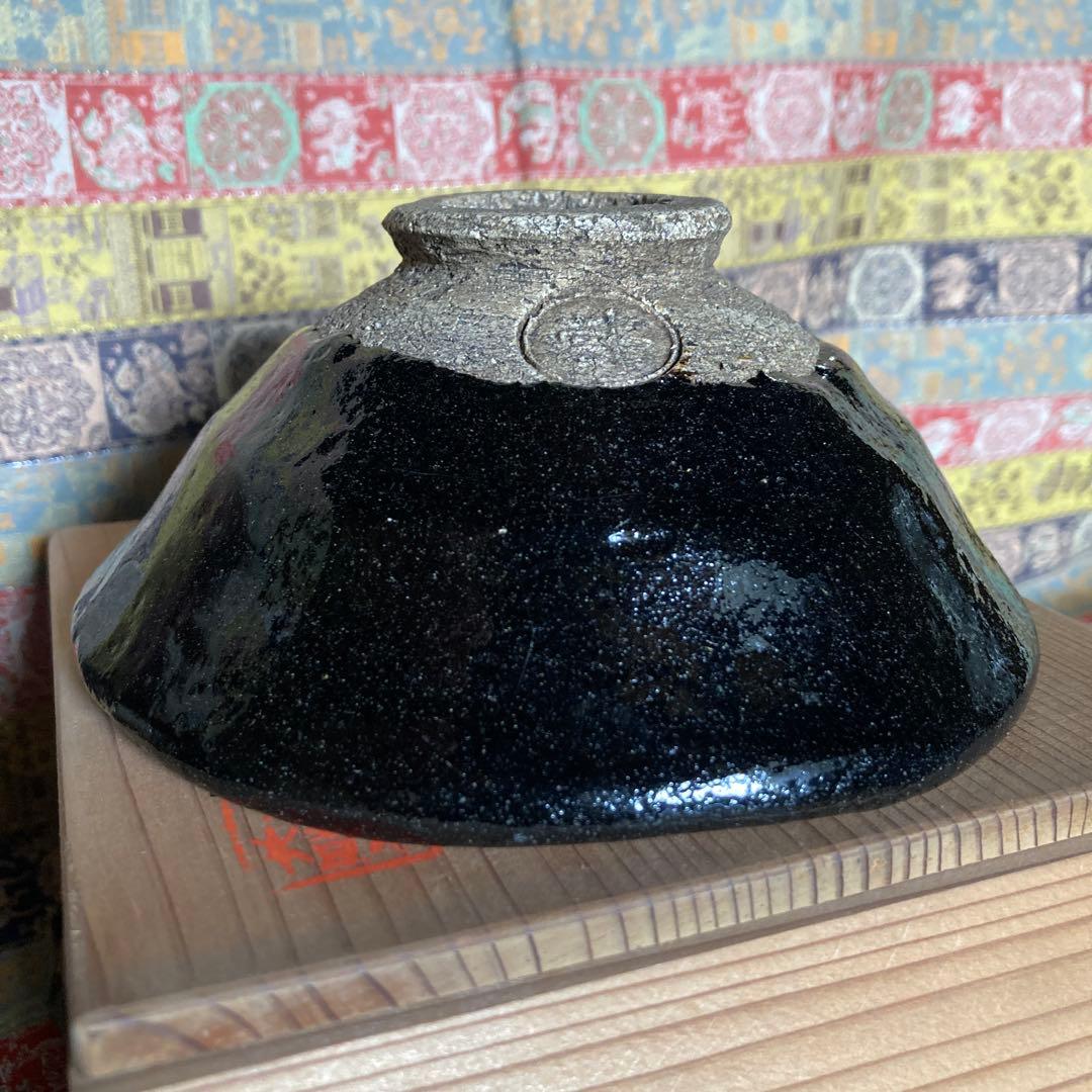 『黒楽茶碗』共箱無　時代物　￼13.3×6×4.7cm 茶道具