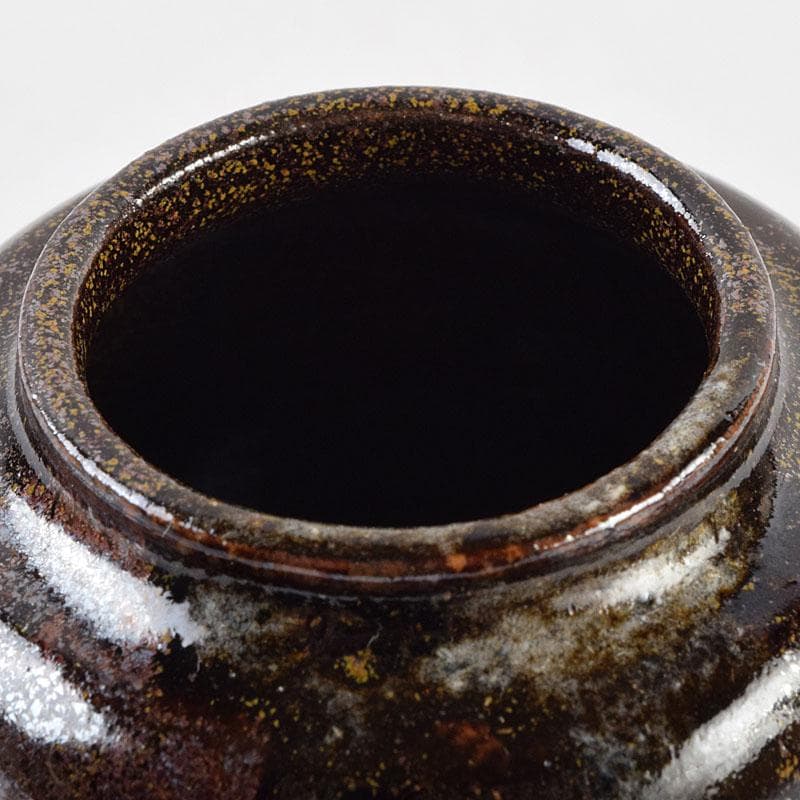 茶道具　清閑寺窯　杉田祥平造　瀧浪茶入　仕覆付　共箱　瀧浪茶入　V　9042