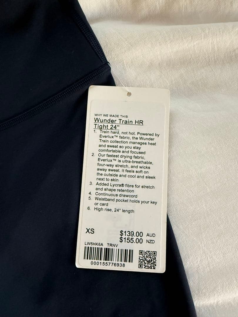 新品Lululemon ネイビーWunder Train 24\" XS Asia