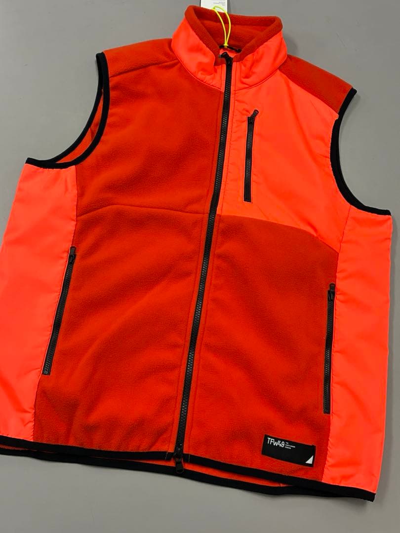 未使用タグ付★TFW49 コンビネーション フリースベスト メンズL オレンジ