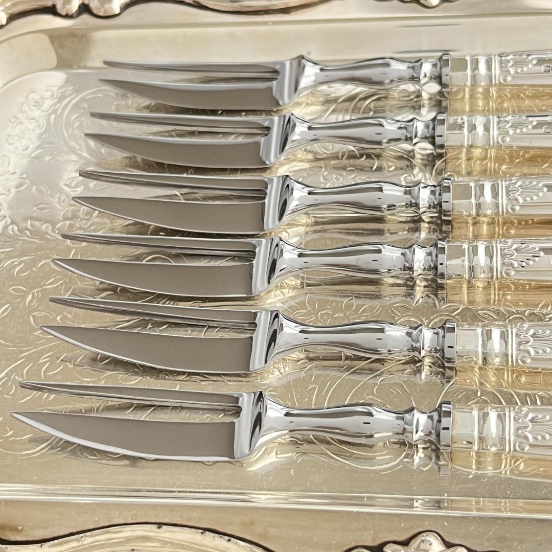 【Harrison Brothers】 【純銀ハンドル】ティーフォーク 6本