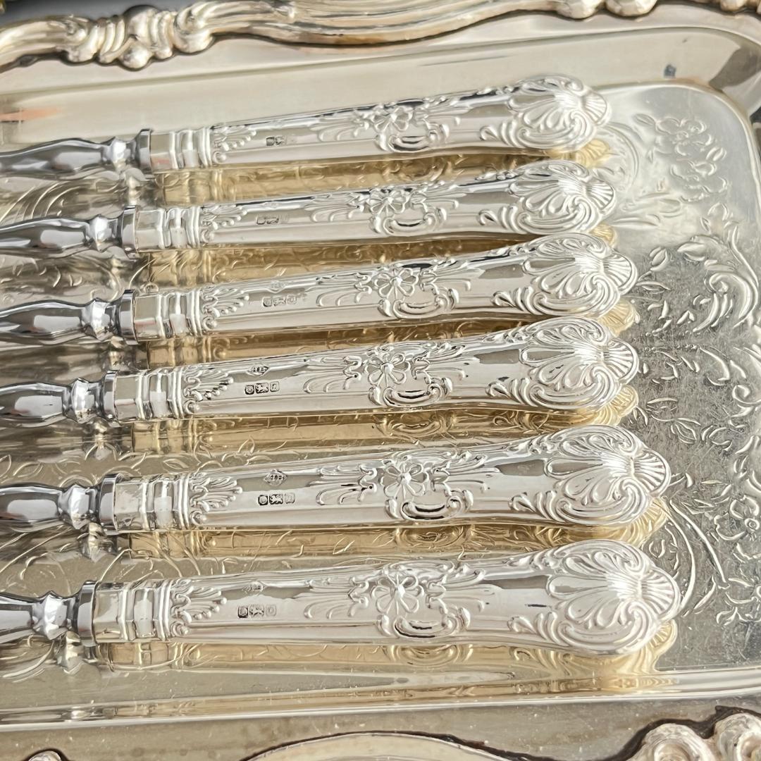 【Harrison Brothers】 【純銀ハンドル】ティーフォーク 6本