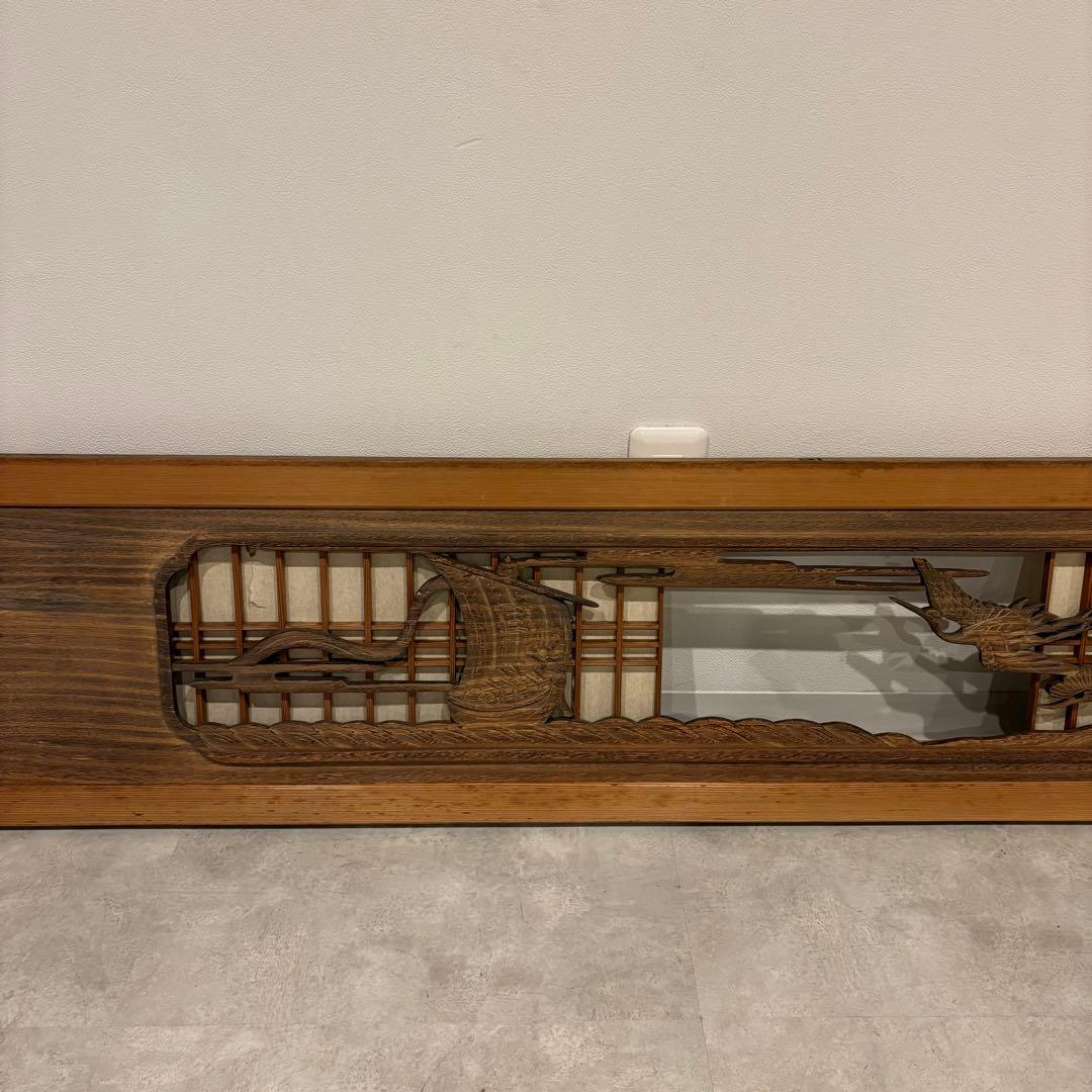 欄間 彫刻 縁起物 松 木彫り 伝統工芸 時代建具 古民家　幅1850mm