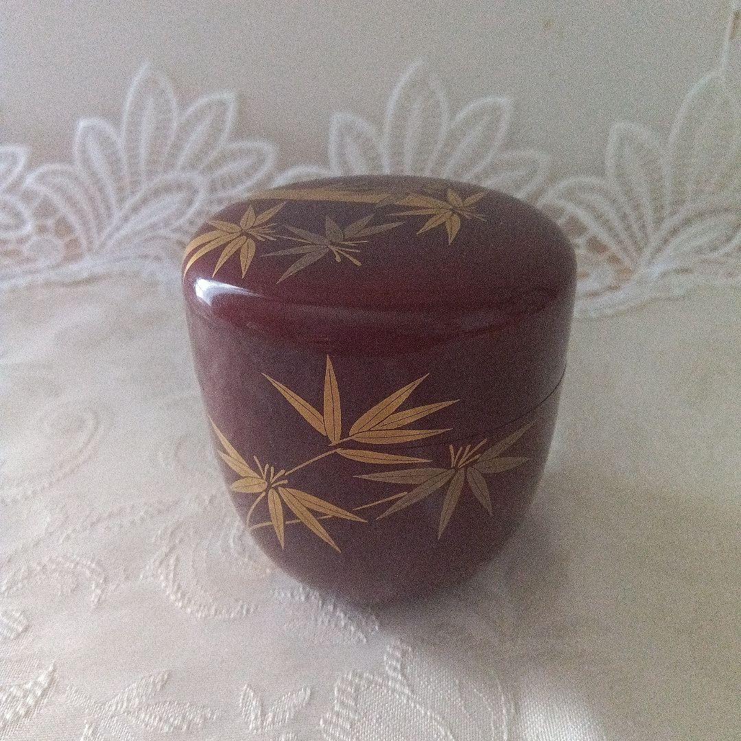 中棗　竹蒔絵　山下泰園作　蒔絵師　共箱　在銘　茶道具