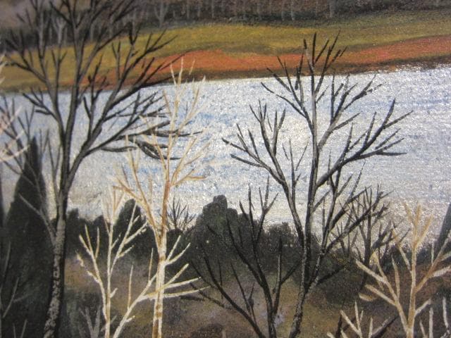 鑑定済み　真作　日本画巨匠　杉原元人画伯　豪華プラチナ箔　風景画　油絵