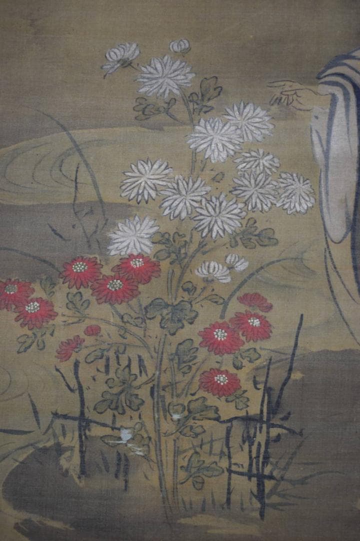 真作/狩野柳雪/菊慈童図/菊仙人図/掛軸☆宝船☆W-653