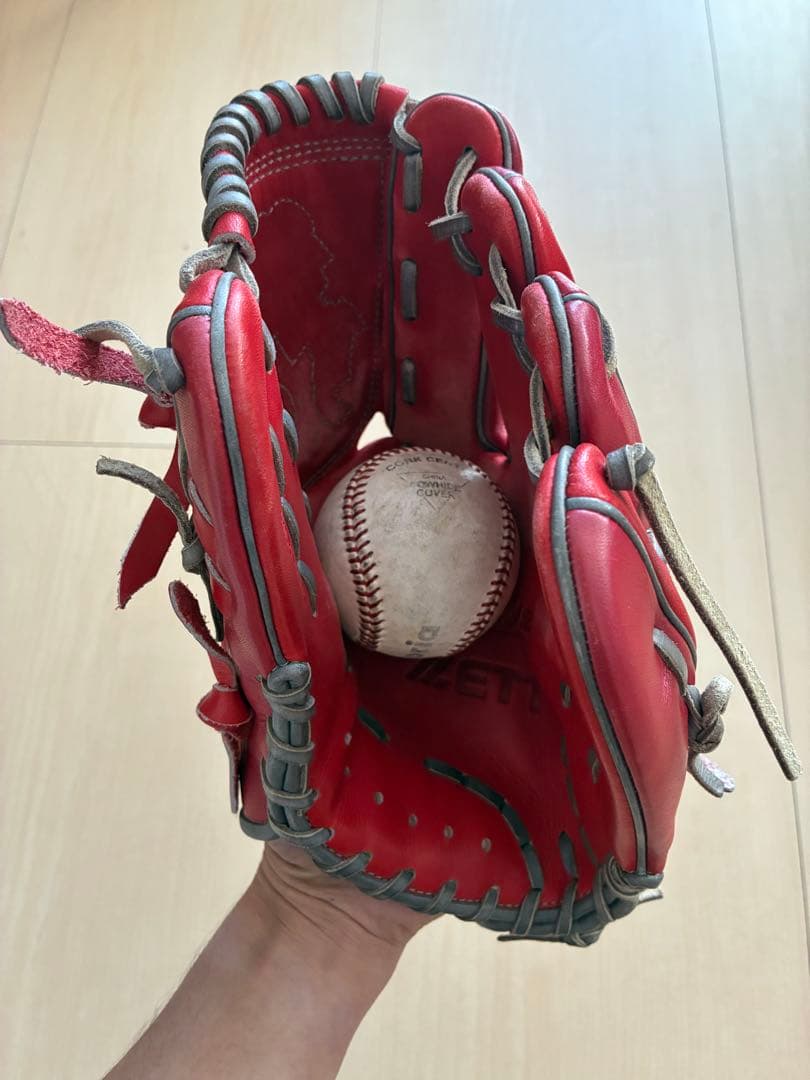 ZETT PROSTATUS 軟式グローブ レッド　投手用　※発送可2/19以降