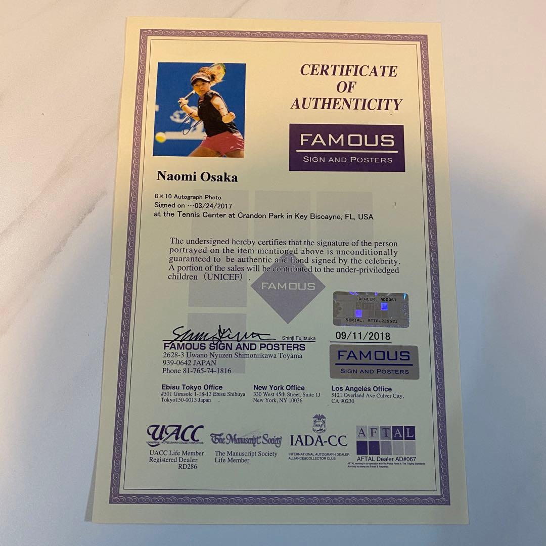 【大坂なおみ】直筆サイン入り写真 ブロマイド オートグラフ19cm×23.5cm