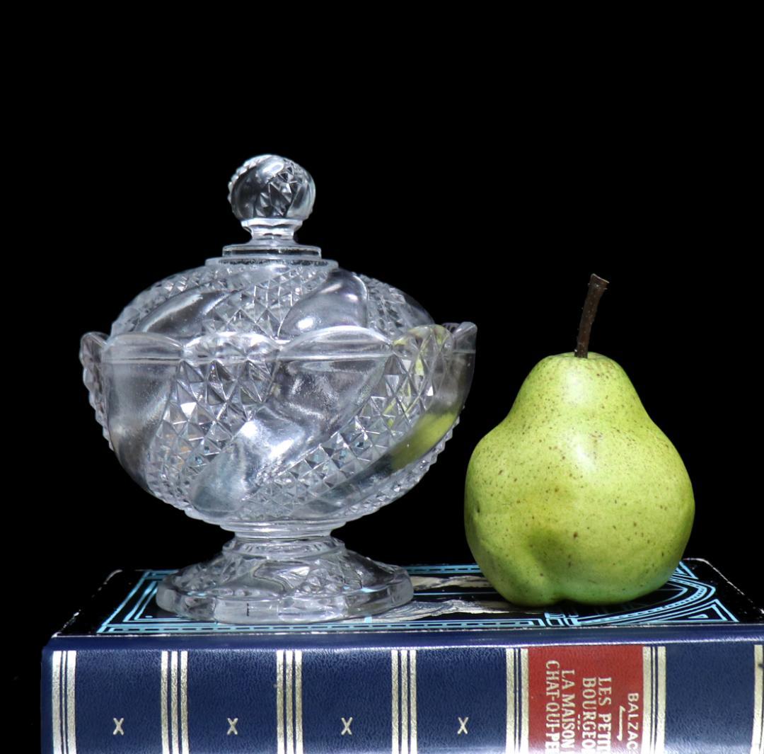 オールド・バカラ 稀少 蛇柄 大型 サーペンティン 蓋物 ボンボニエール