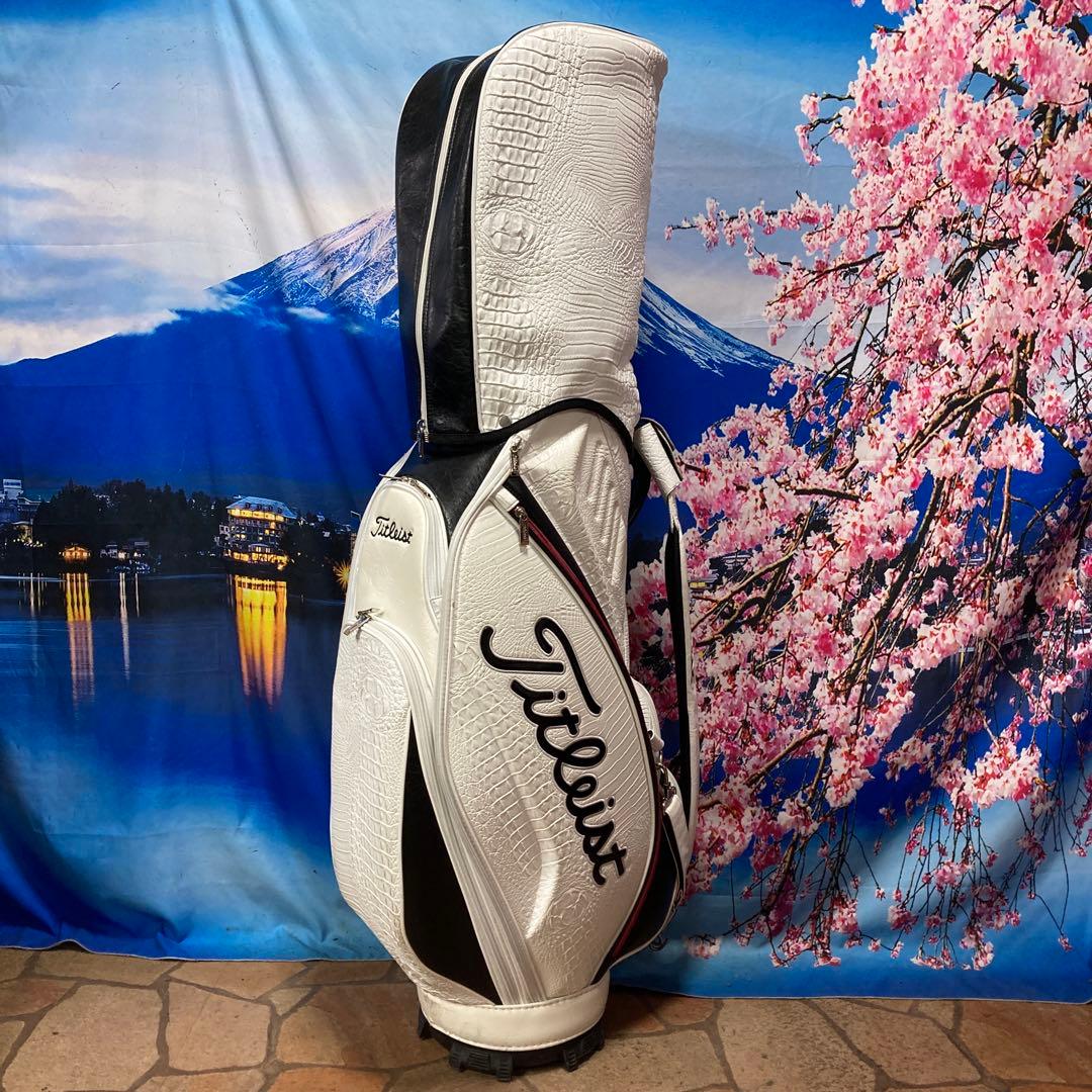 寶BU-1106 タイトリスト キャディバッグ クロコダイル型押し ホワイト