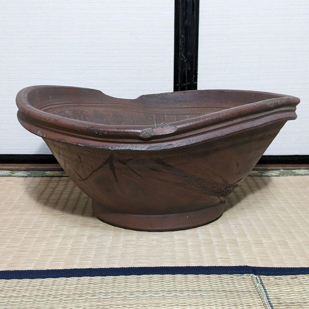 江戸末～明治期 古備前 緋襷擂鉢 備前焼 すり鉢 花器 花入 フラワーベース