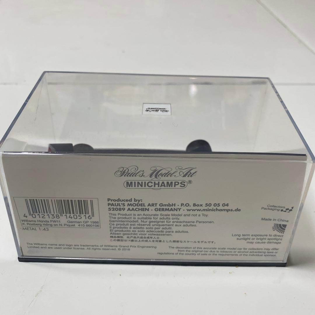 【値下げ】MINICHAMPS WILLIAMS HONDA FW11 1/43