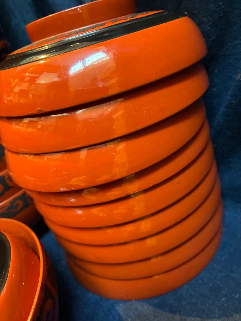 漆器　朱塗　吸物椀　煮物椀　10客　傷無し　木製　大ぶり