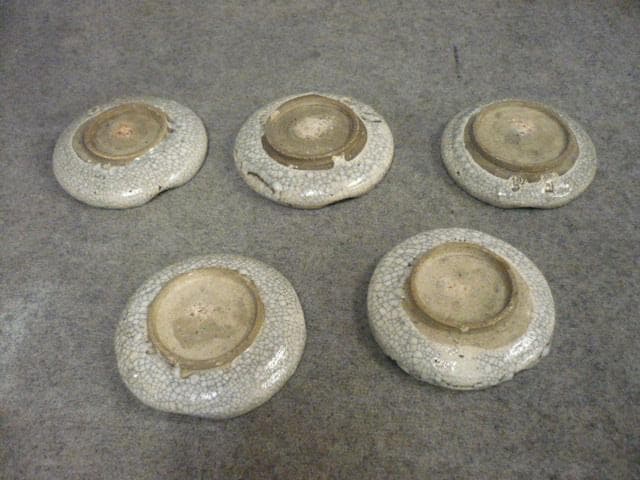 播州姫路 幻の焼物 林田焼ぶどう図4寸小皿 5枚 [B31709]