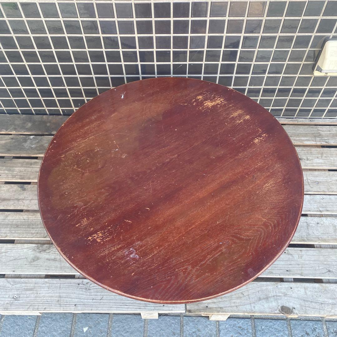 B.昭和レトロ 折りたたみ式ちゃぶ台 丸 円卓 時代物 古道具 古家具