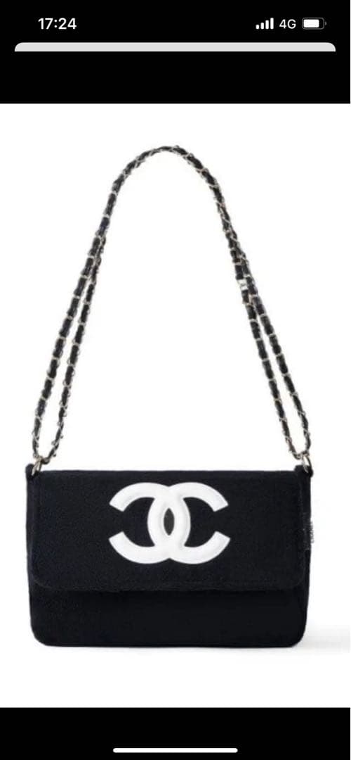CHANEL シャネル ミニバッグ ポーチ ブラック×ホワイトロゴ✩.*˚