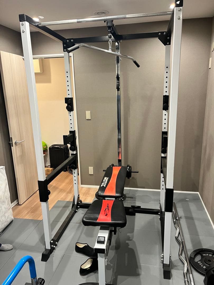 (引取り限定)パワーラック ベンチ付き ラットプルダウンバー