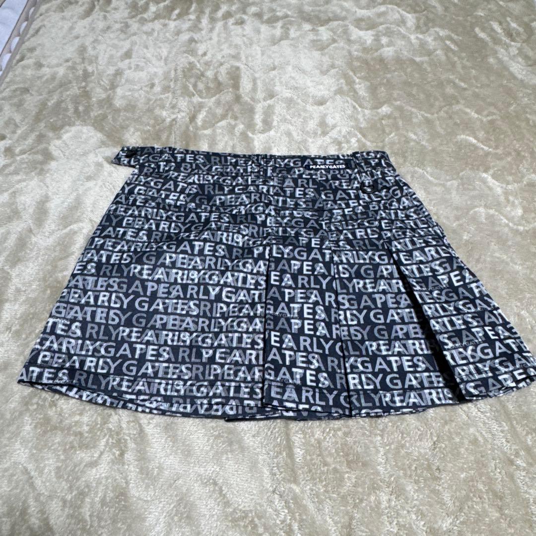 PEARLY GATES ロゴプリント プリーツスカート