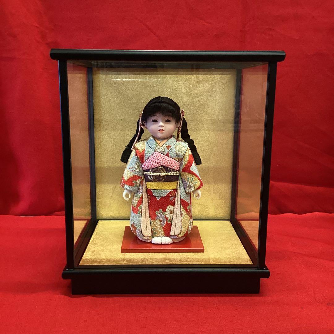 木目込市松人形　三つ編み　4号 ケース付き　東玉