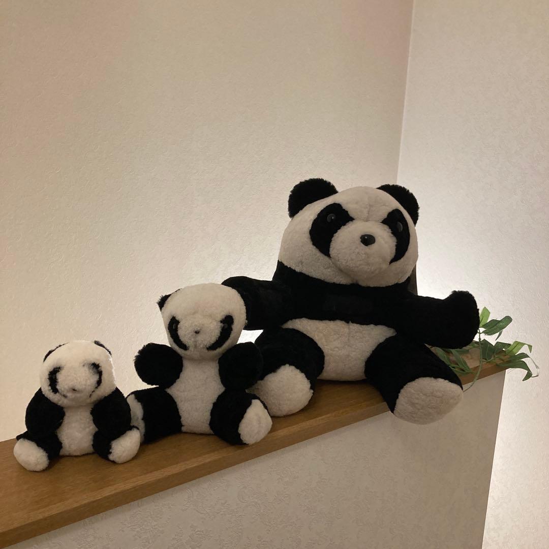 ★稀少《羊革・ベビーラム》パンダ親子セット上質毛皮素材　一点物