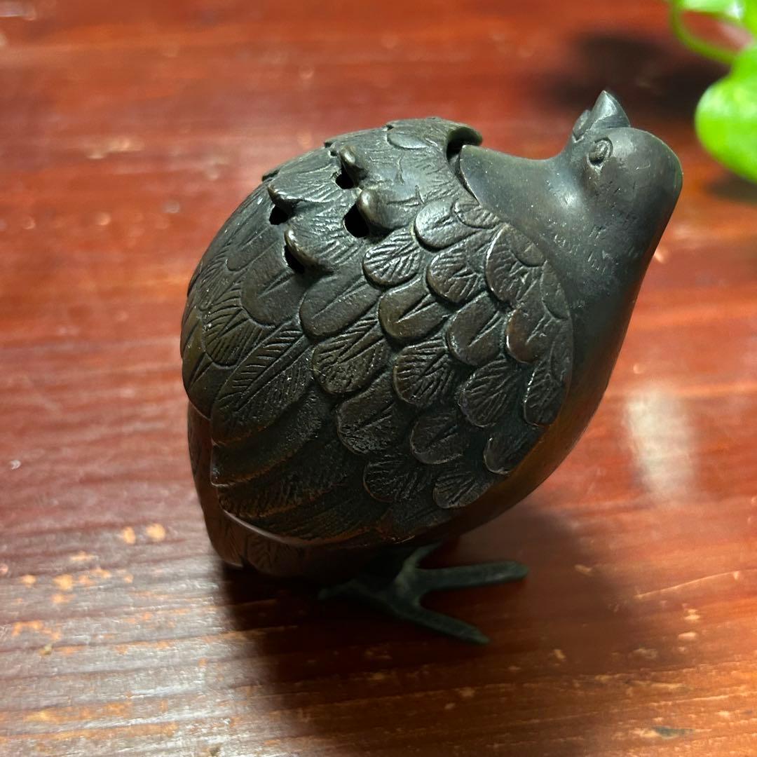鶉の香炉　アンティーク　骨董